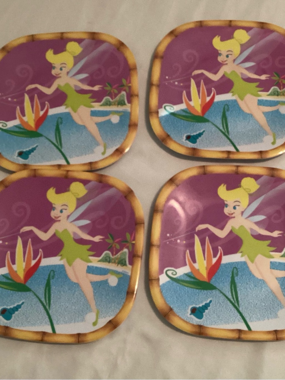Disney Store Tinkerbell Fairies set of 4 - 8.5” Children’s Melamine Dinner Plate